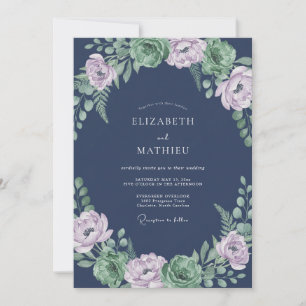 Invitation Couronne de mariage Lilas de Minuit