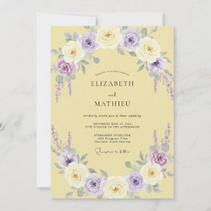 Invitation Couronne de mariage Lilas Jaune Beurre