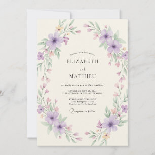 Invitation Couronne de mariage lilas mauve