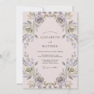 Invitation Couronne de mariage lilas mauve atténué