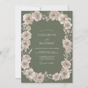 Invitation Couronne de mariage lilas olive mauve