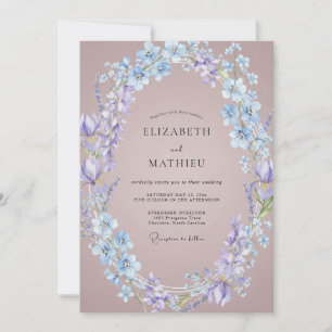 Invitation Couronne de mariage Mauve Bleuet