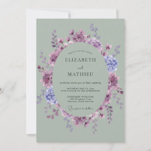 Invitation Couronne de mariage Mauve Pervenche