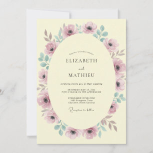 Invitation Couronne de mariage Mauve Seafoam