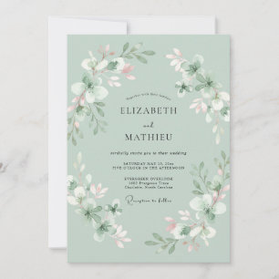 Invitation Couronne de mariage Menthe Mousse de Mer
