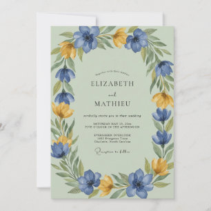Invitation Couronne de mariage ocres et bleuets