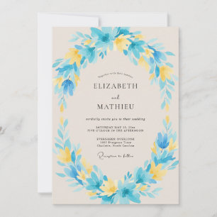 Invitation Couronne de mariage papillon cyan
