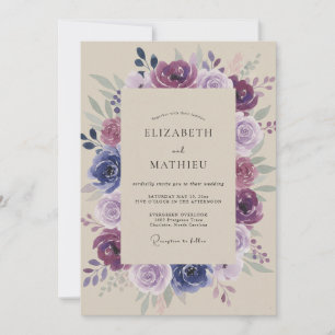 Invitation Couronne de mariage peinte en mauve