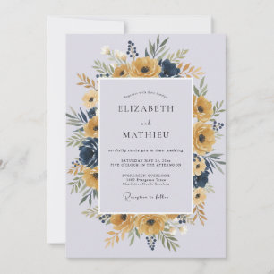 Invitation Couronne de mariage Periwinkle Moutarde
