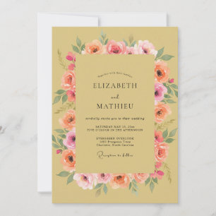 Invitation Couronne de Mariage Pivoine Moutarde