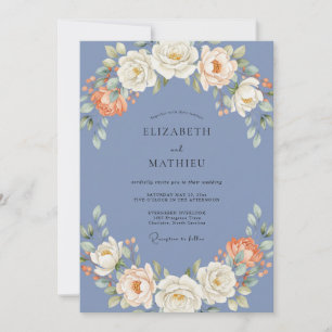 Invitation Couronne de Mariage Ranunculus Bleuet