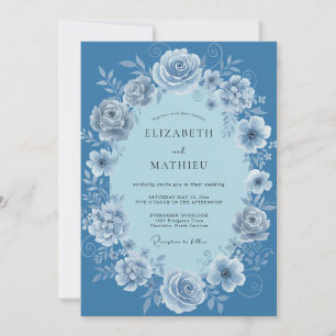 Invitation Couronne de mariage Rose Bleuet