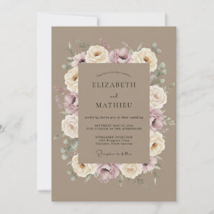 Invitation Couronne de mariage rose mauve crème