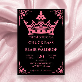 Invitation Couronne de mariage rose noir