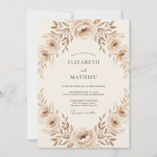 Invitation Couronne de mariage Rose Sépia