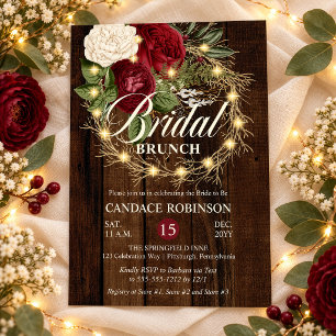 Invitation Couronne de mariage rustique boisée illuminée pour