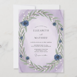 Invitation Couronne de mariage Sauge Violette