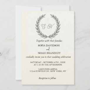 Invitation Couronne de mariage simple et minimaliste en lauri