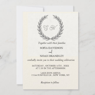 Invitation Couronne de mariage simple et minimaliste en lauri