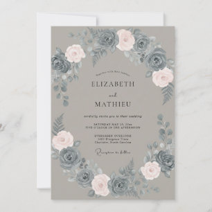 Invitation Couronne de mariage Slate Blush