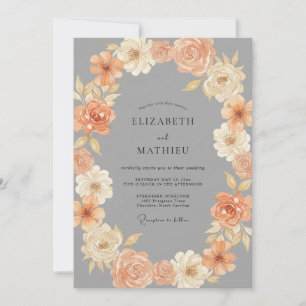 Invitation Couronne de mariage Slate Dusty Peach