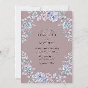 Invitation Couronne de mariage Taupe Bleuet Ardoise