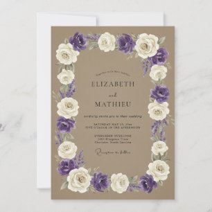 Invitation Couronne de mariage Taupe Violet