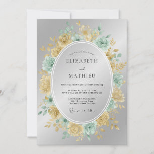 Invitation Couronne de mariage Teal Champagne