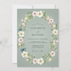 Invitation Couronne de mariage Teinte de Celadon