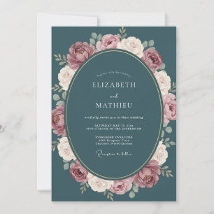 Invitation Couronne de mariage teinte mauve