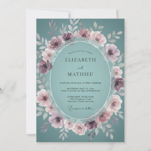 Invitation Couronne de mariage teinte mauve poussiéreuse