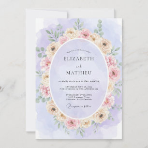 Invitation Couronne de mariage teintée de lilas