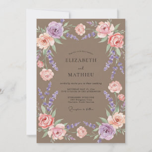 Invitation Couronne de mariage violet mauve
