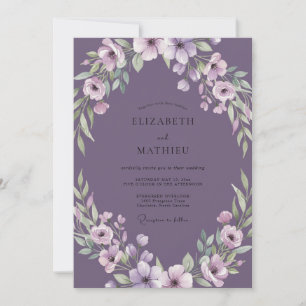 Invitation Couronne de mariage violet muet