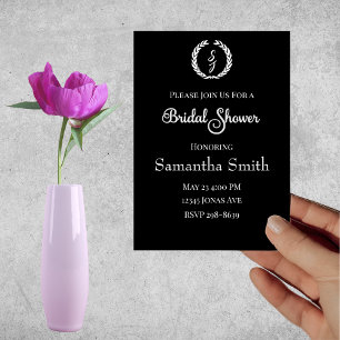 Invitation Couronne de monogramme blanche sur Fête des mariée