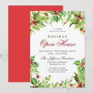 Invitation Couronne de Noël aux baies de houx pour la fête de
