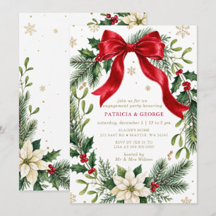 Invitation Couronne de Noël avec Ruban Rouge pour Fête de Fia