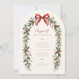 Invitation Couronne de Noël botanique rouge raffinée TMF26