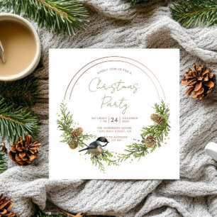 Invitation Couronne de Noël de poulets et de pins