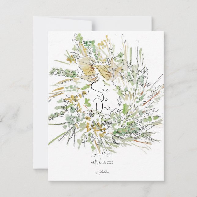 Invitation Couronne de Noël faire part de date (Devant)