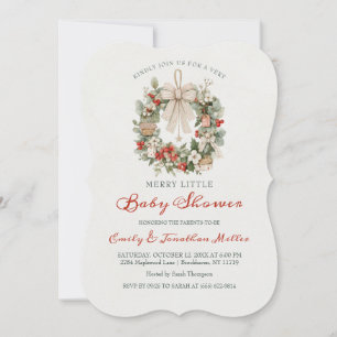 Invitation Couronne de Noël festive avec noeud pour Baby Show