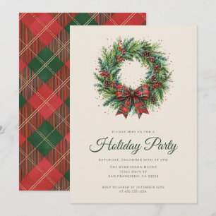 Invitation Couronne de Noël festive Fête de fin d'année
