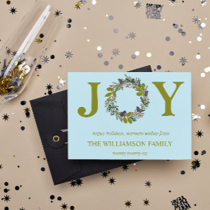 Invitation Couronne de Noël Fleur Famille Nom Vacances