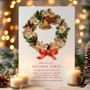 Invitation Couronne de Noël victorienne vintage pour fête de 