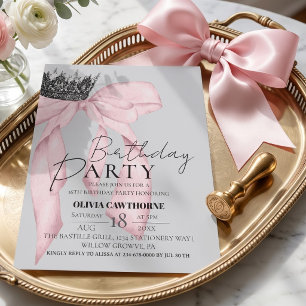 Invitation Couronne de noeud élégant pour fête d'anniversaire
