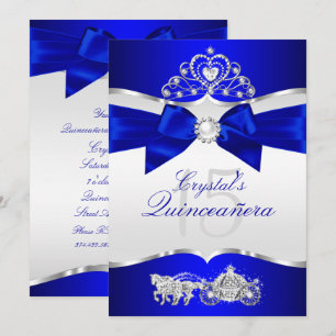 Invitation Couronne de perles bleue royale pour Quinceanera
