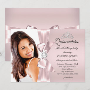 Invitation Couronne de perles en diamant argent rose Quincean