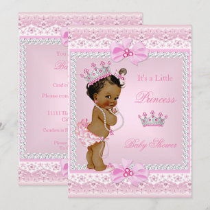 Invitation Couronne de perles roses pour bébé princesse de sh