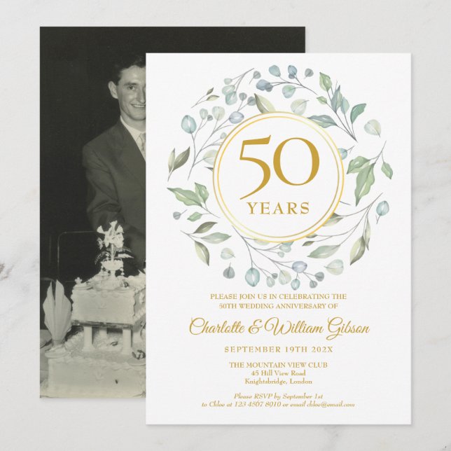 Invitation Couronne de photos pour le 50e anniversaire de mar (Devant / Derrière)