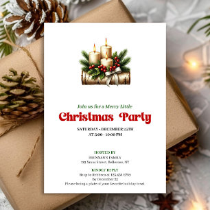 Invitation Couronne de pin élégante Bougies de Noël Invitatio